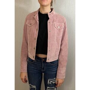 Danier Dusty Pink Suede Cropped Jacket